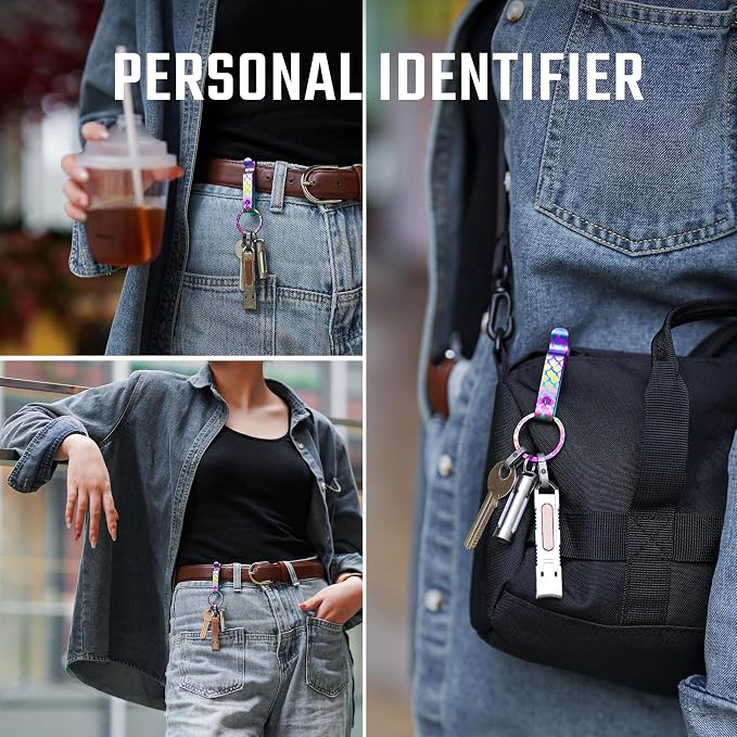 KeyUnity KM00 Titanium Belt Loop Keychain Clip Double Side Quick Release Key Holder with Detachable Key Ring