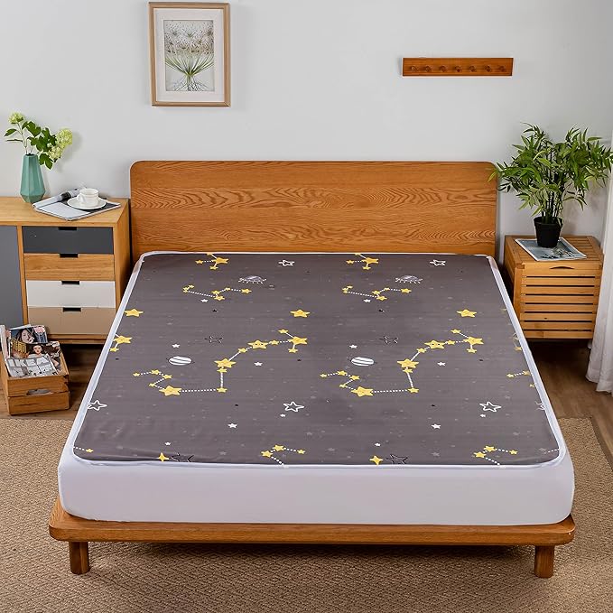 WenBags 70x78 Inches Large Reusable Bed Pads for Incontinence - Waterproof Mattress Protector in Stain - Hiding Gray, Ideal for Adults, Seniors, Kids, Hospitals & Pets, Fits King & Queen Size Beds