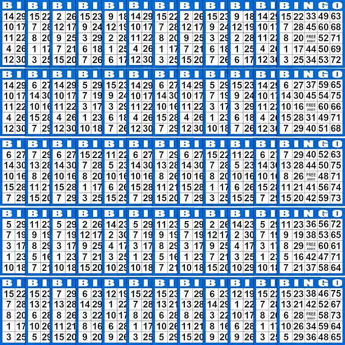 Harloon 1000 Sheets Bingo Paper Game Cards 20 Books 4"x4" Disposable Cards Suit for Family Game Nights Large Groups Activities (Blue)