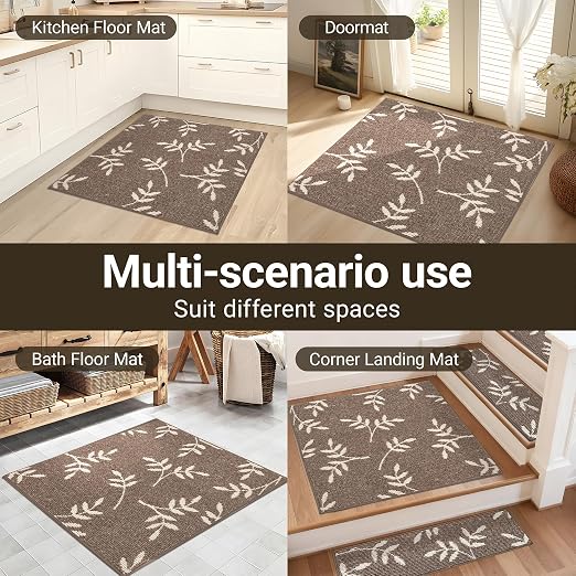 Non-Slip Landing Mat for Wooden Steps Indoor,Carpet Stair Treads | 30"x 30" Peel and Stick Soft Stair Rugs for Pets, Non Skid Wood Staircase Step Treads Reusable,Stair Protectors, Brown