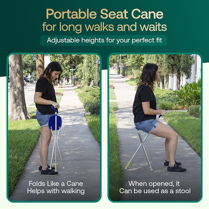Sport Seat from Alex Orthopedic Walking Cane with Portable Seat for Sitting Anywhere - Ultra Light Support, Sitting and Travel for Seniors and Adults - Made in USA