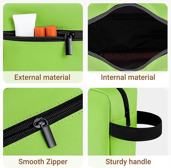 Elviros Travel Toiletry Bag for Women and Men,Lightweight Makeup Bag Hanging Dopp Kit with Shaving Compartment Cosmetic Organizer Small Tool Bag Travel Essentials,Gifts for Men & Women(Neon Green)