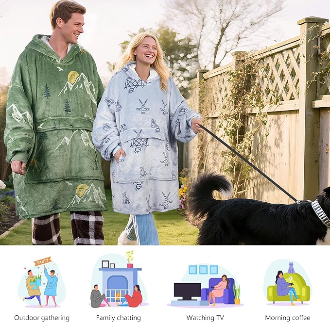 Catalonia Oversized Blanket Hoodie Sweatshirt, Wearable Sherpa Lounging Pullover for Adults Women Men