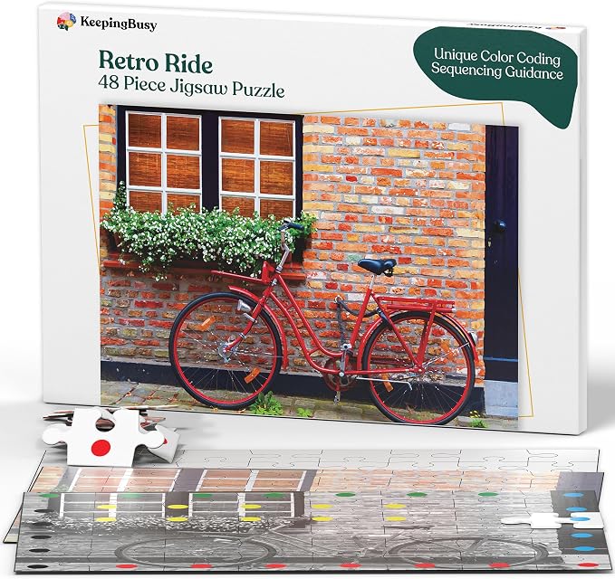 Keeping Busy Bike Dementia Puzzles Activities for Seniors | Alzheimer Products for Elderly Patients | Fun Memory Game Toy & Cognitive Brain for Senior Citizens w/Memory Loss or Alzheimers 48 PC