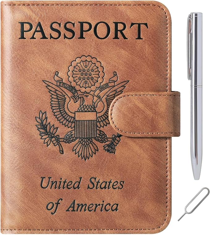 LOHASLIFE Passport Holder for Travel Essentials, Passport Cover Wallet | Leather Rfid Blocking Card Case, Travel Accessories, Vacation Luggage Must Haves, for Men Women