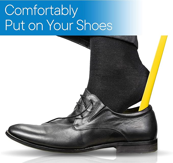 RMS 2 Pack Extra Long Handled Shoe Horn with Curved Handle and Hang Up Strap (24 inches)
