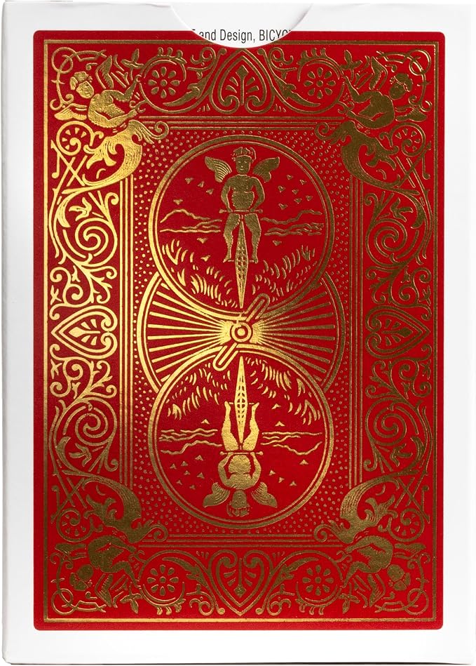 Bicycle 140th Anniversary Playing Cards Special Edition 1885 Design | Red and gold foil, Historic aces from 1885 artwork, Court cards marked with 1885 and 2025, Air Cushion Finish