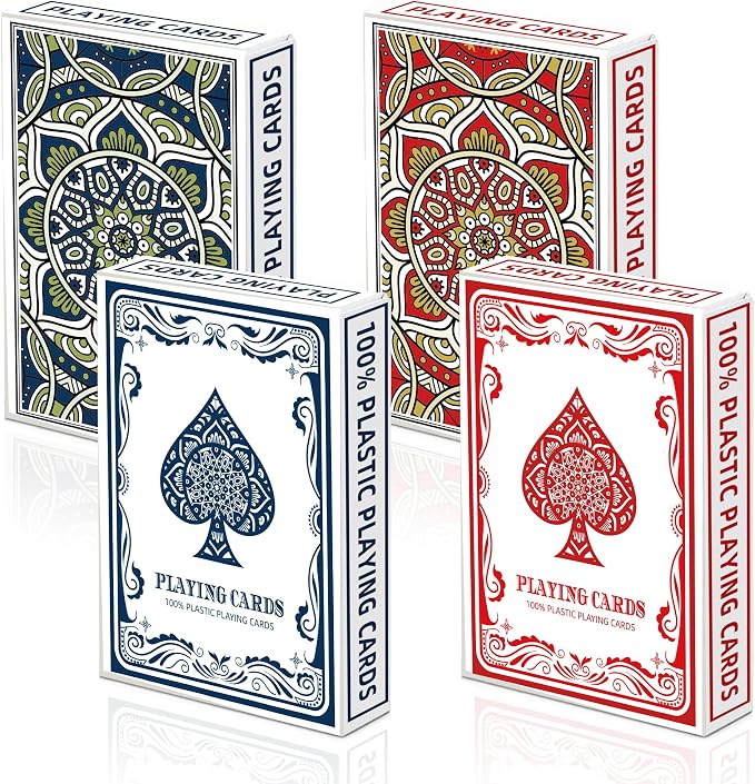 Plastic Playing Cards 2 Pack Waterproof Poker Card,Jumbo Large Print Playing Cards for Adults Seniors,2 Decks of Cards Set Poker Size Cards for Fun Card Game
