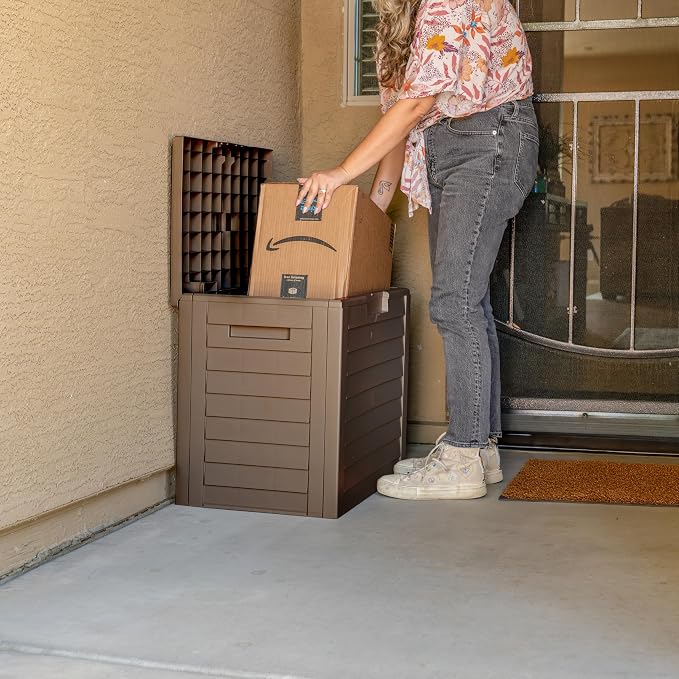 IRIS USA 35 Gallon Outdoor Deck Box, Lockable, Weather-Resistant, Brown | UV-Protected, Waterproof Resin, Patio Storage for Cushions, Garden Tools & Packages