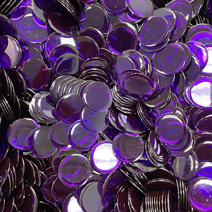 MR CHIPS Plastic Bingo Chips for Games 150 Count Bag - Solid and Transparent Colors Counting Purple 3/4 Inch