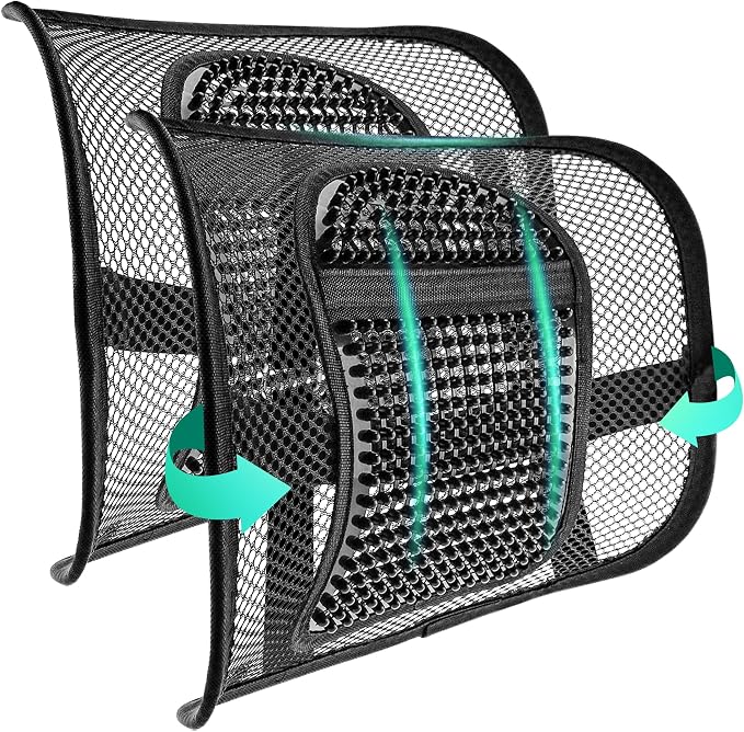 Samyoung 2 Pack Mesh Back Lumbar Support, Back Support Seat Cushion with Breathable Mesh for Office Chairs Car 12” x 16”