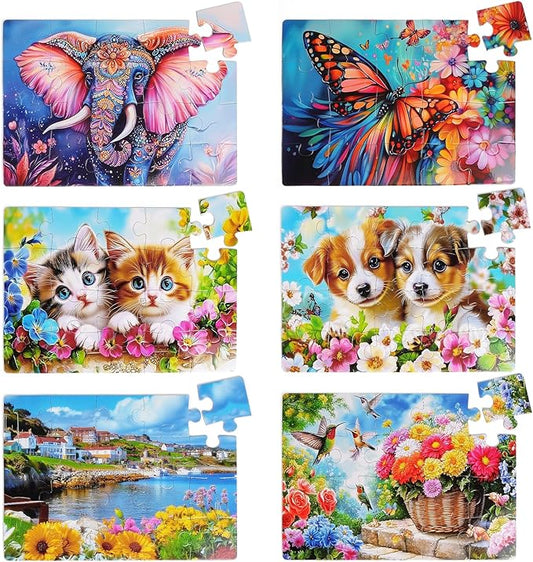 20-Piece Large Piece Puzzles for Seniors, 6 Pack Easy Grip Set | Dementia & Alzheimer's Puzzles for Elderly , Confidence Building, Family Activity, Nursing Home Friendly Gift(Animal)
