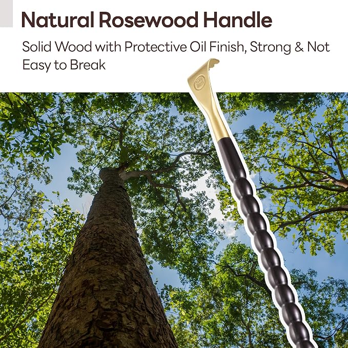 Tomorotec Back Scratcher Massager, Ebony Wood Brass Head Itch Relief 17.5" | African Blackwood, Splinter Proof, Cool Touch, Thoughtful Gift For Men Women, Black