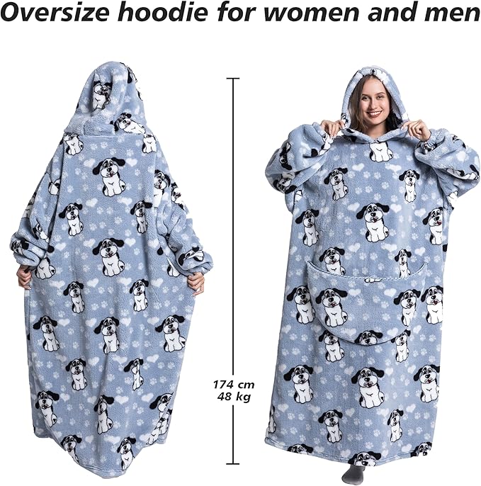 Blanket Hoodie, Long Hooded Blanket Sweatshirt as Birthday Gifts for Women Men, Long Wearable Blanket for Women Men.
