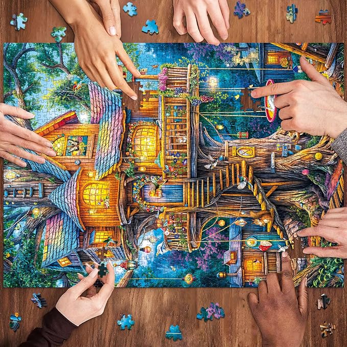 Puzzles for Adults 1000 Pieces, Elf Tree Jigsaw Puzzle with 1:1 HD Poster, Perfect Interlocking No Dust, Stress Relief Ideal Gift for Family Games