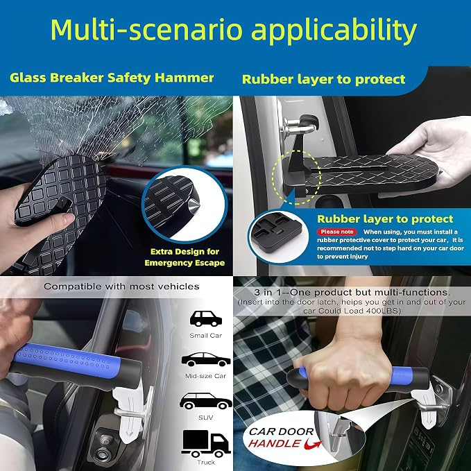 LHJYY 2-in-1 Car Door Assist Handle for Seniors with Portable Folding Step, Detachable Support Grab Bar, Anti-Slip Step Stool, Universal Vehicle Fit
