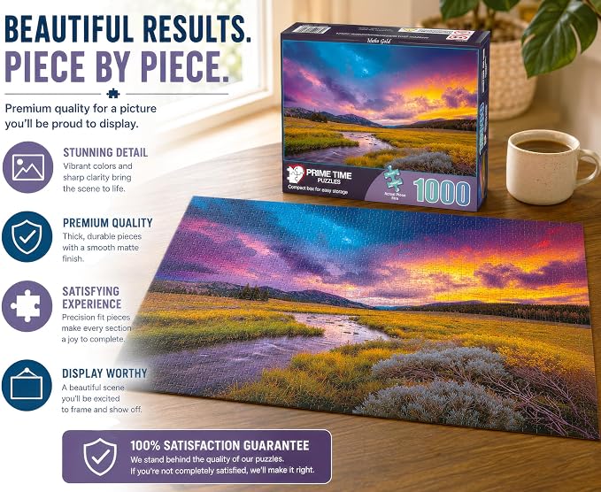 Adult Jigsaw Puzzle 1000 Piece Idaho Gold | Nature landscape design, 20x27 inches. Challenging build Great for game nights on a table, puzzleboard, or floor.