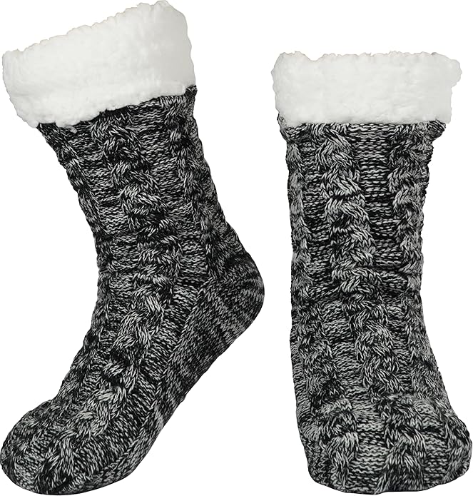 BenSorts Women Winter Thick Slipper Socks with Grippers Non Slip Warm Fuzzy Socks Christmas Gifts