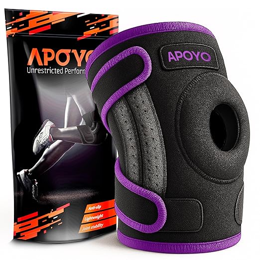 APOYO Knee Brace for Women & Men - Knee Compression Sleeve For Knee Pain Relief, Meniscus Tear, ACL, Arthritis, Joint Pain Relief, with Patella Gel Pad & Side Stabilizers (XX-Large) Purple