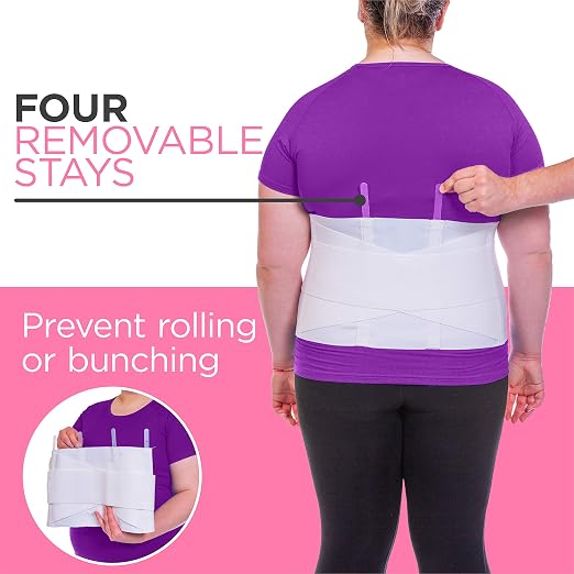 BraceAbility Women's Back Brace for Female Lower Back Pain - Lightweight Soft White Elastic Lumbar Compression Support Belt is Discreet Under Clothes for Ladies, Nurses, Walking (XL)