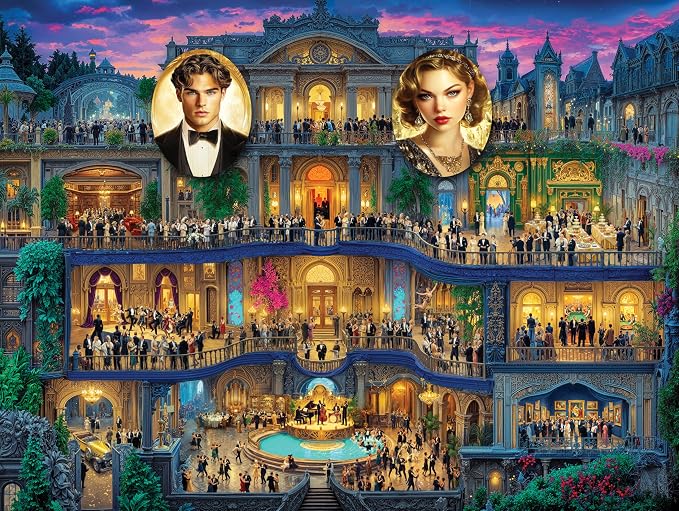 Adult Jigsaw Puzzle Ghosts of Gatsby 1000 Piece | Features a vibrant 1920s Roaring Twenties scene. 20x27 inches. Great for game nights on a table, puzzleboard, or floor.