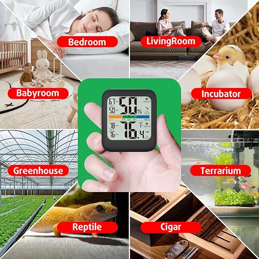 G.CATACC Room Thermometer Indoor Hygrometer Temperature Humidity Monitor | 5s Fast Refresh, 2.8" Large LCD, Battery included, Accurate Sensor for Home Office Baby Nursery Greenhouse Reptile Incubator