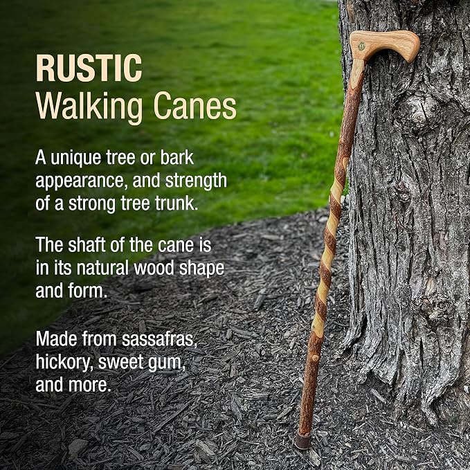 Brazos Wooden Walking Canes for Men and Women, Stable Walking Sticks for Seniors, Made in The USA
