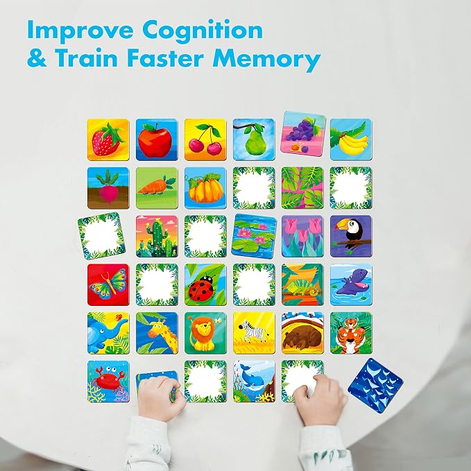 Hebayy Memory Matching Game, 72 PCS Nature Theme Matching Cards for Toddlers 36 Pairs Memory Cards for Preschool 4 5 6 Years Old