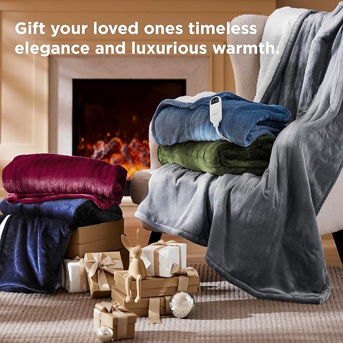 Bedsure Electric Blanket Full Size - Soft Flannel Heated Blanket Full, GentleSoft Fast Heating with 10 Time Settings & 6 Heat Settings, Warm Gift for Grandma (72x84 inches, Sage Green)
