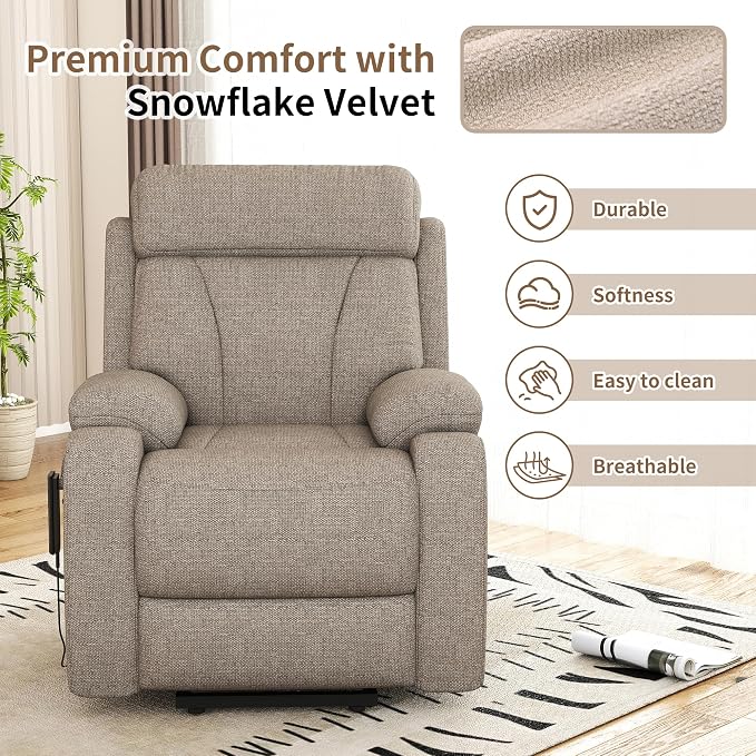 Power Lift Recliner Chair for Elderly with Remote Control - Heavy Duty 330 lbs Snowflake Velvet Fabric, Compact Electric Lift Chair for Seniors Small Spaces Living Room Bedroom