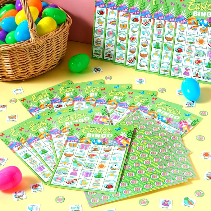 JOYIN 28 Players Easter Bingo Cards (5x5) for Easter Party Goodies Games, Kids School Classroom Gift, Indoor Family Activities, Basket Filler Stuffers