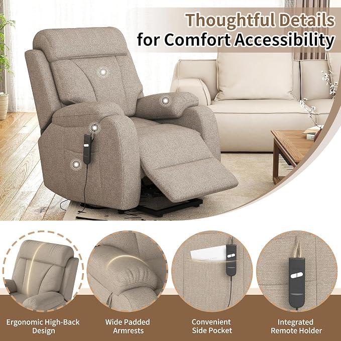 Power Lift Recliner Chair for Elderly with Remote Control - Heavy Duty 330 lbs Snowflake Velvet Fabric, Compact Electric Lift Chair for Seniors Small Spaces Living Room Bedroom