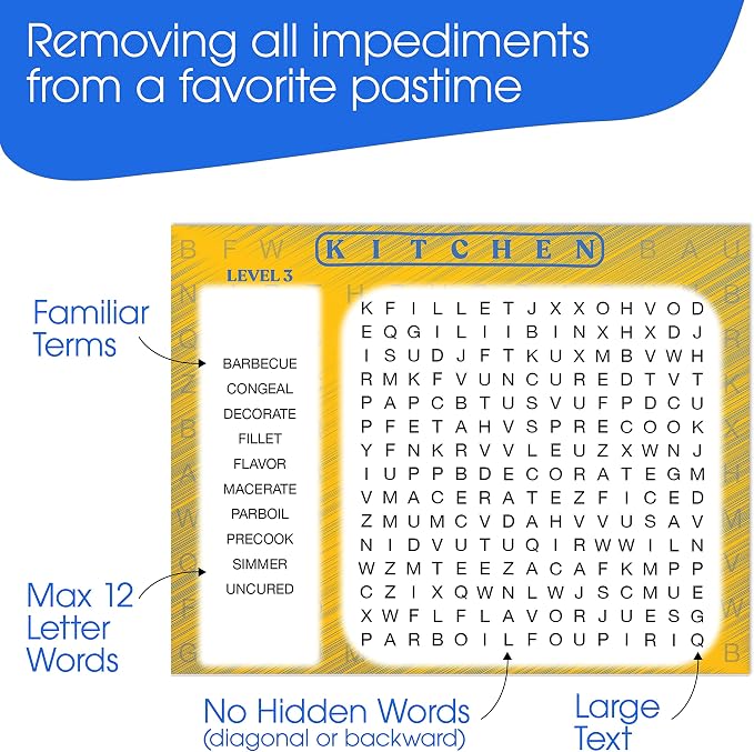 Keeping Busy Word Search 3 Dementia Activities for Seniors | Alzheimer Products for Elderly Patients | Fun Memory Game Toy & Cognitive Brain Puzzle for Senior Citizens w/Memory Loss or Alzheimers