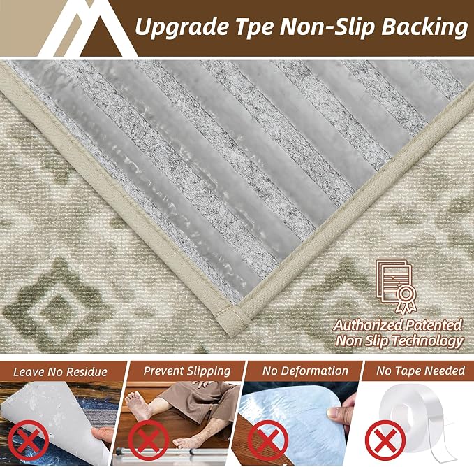 COSY HOMEER Stair Treads for Wooden Steps Indoor with TPE Backing,4Pcs | Non-Slip Carpet Stair Treads, Soft Peel and Stick Stair Runners,Pet-Friendly Stair Runner Washable Reusable,Meadow