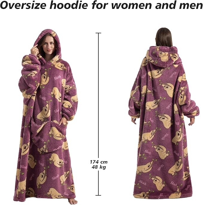 Blanket Hoodie, Long Hooded Blanket Sweatshirt as Birthday Gifts for Women Men, Long Wearable Blanket for Women Men.