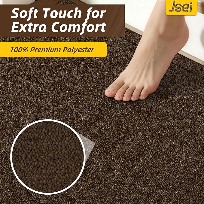 JSEI Non-Slip Stair Landing Rug Mat, 1-Pack 30" X 30", Brown | Edging Stair Treads Corner Indoor Stair Runners for Wooden Steps for Kids and Dogs, 100% Polyester, TPE Backing