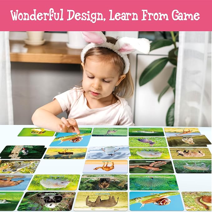 Hebayy Wild Animal Matching Game, 80 PCS Realistic Animal Memory Matching Cards for Toddlers 40 Pairs Real Animal Memory Cards Educational Toys for Preschool Boys & Girls 4 5 6 Years Old