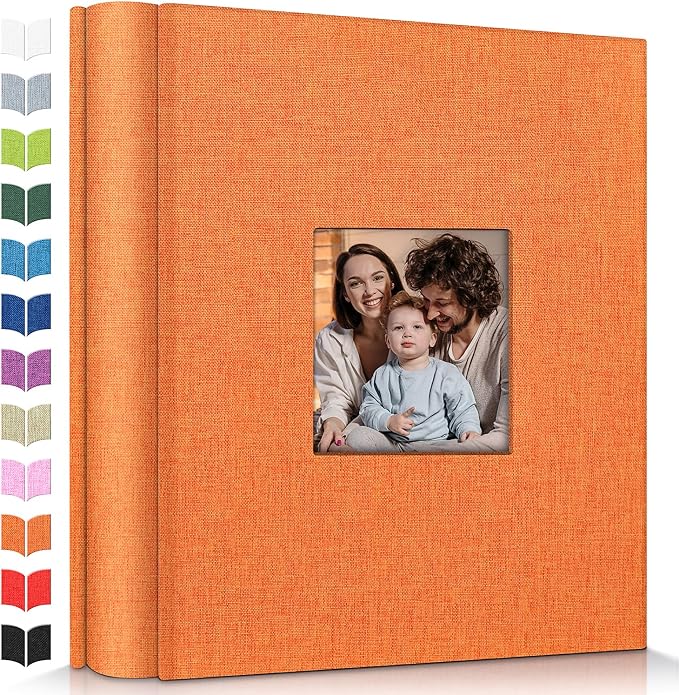 Artfeel Photo Album 4x6 with 600 Pockets,Slip-in Picture Albums,Linen Cover Memory Book with Front Window,White Page Vertical Photo Book for Wedding,Family,Anniversare,Baby,Vacation