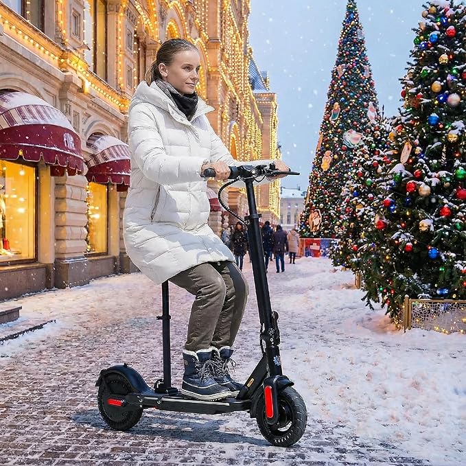 Caroma Electric Scooter with Seat Option,500/350W Motor Up to 25/20 Miles Range & 25/20 MPH Speed,9" Tires,Adjustable Electric Scooter for Adults,Foldable Commuting