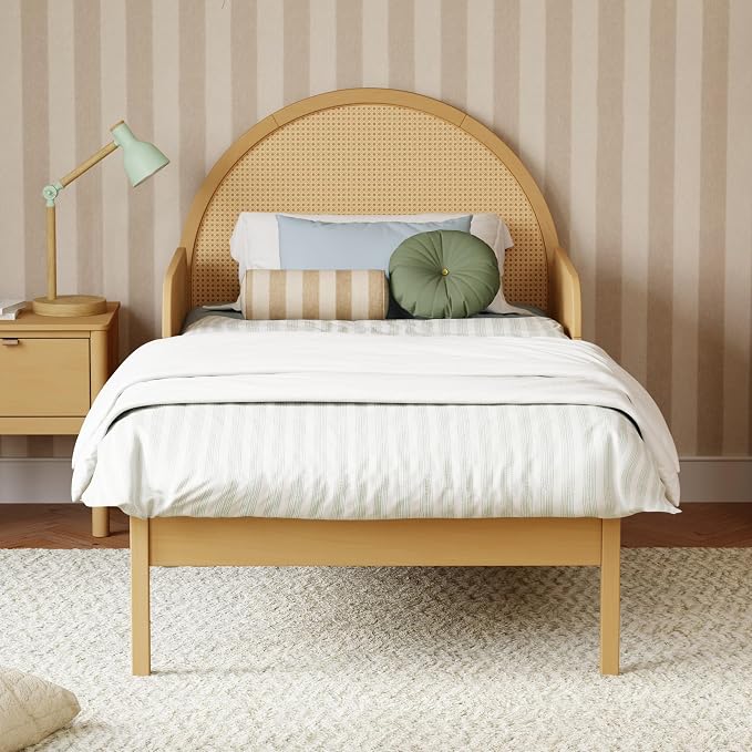 Babyletto Twin/Full Bed Guardrail for Single-Side Use - Removable, Wooden Bed Rail for Toddlers - GREENGUARD Gold Certified Baby Bedside Rail Guard for Safe Sleep - Tools Free Setup - Honey