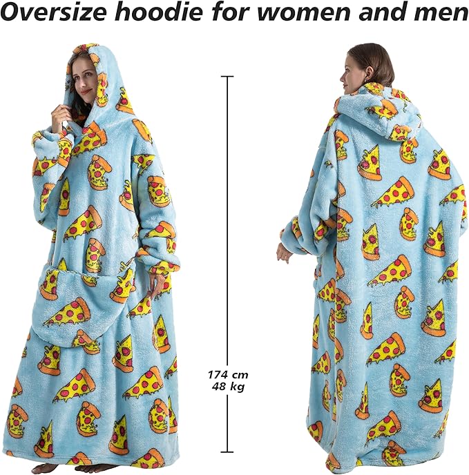 Blanket Hoodie, Long Hooded Blanket Sweatshirt as Birthday Gifts for Women Men, Long Wearable Blanket for Women Men.