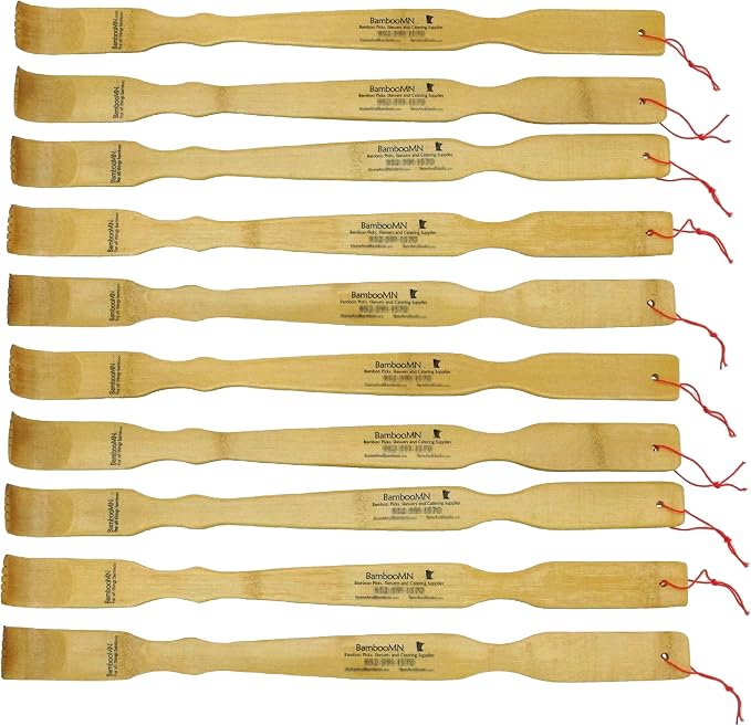 BambooMN 100 Piece 17.5 Inch Logo Traditional Bamboo Back Scratchers for Instant Reliefs on Itchy Back