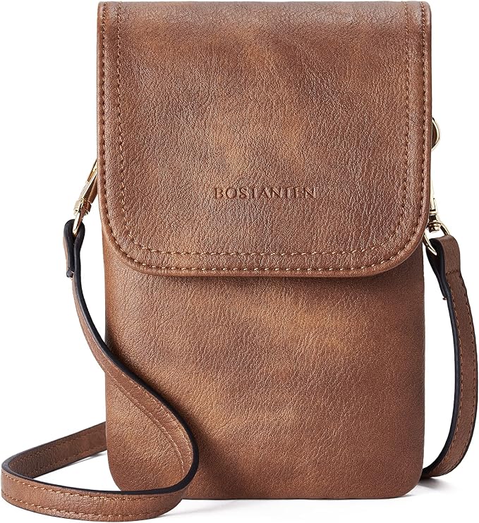 BOSTANTEN Small Crossbody Bag for Women Designer Cell Phone Purse | Vegan Leather, Multiple Pockets, Card Slots, Compact Size for Phone, Cards and Keys, Daily Travel Shopping Use