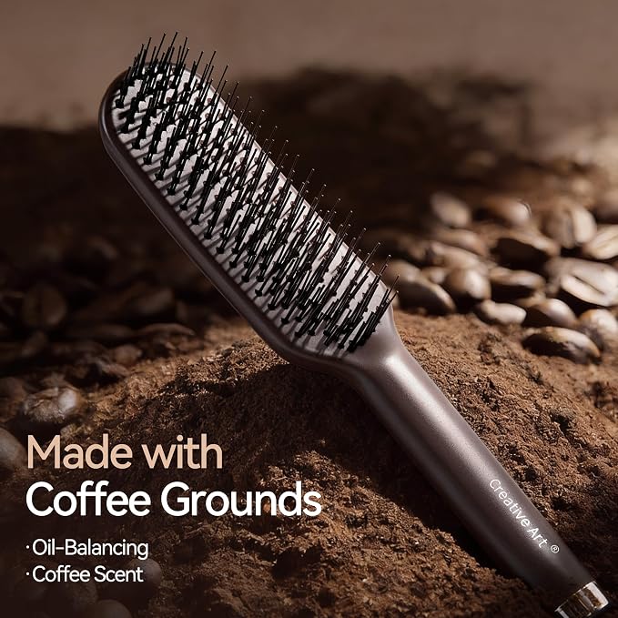 Hair Brush for Men, Detangling& Styling Hairbrush with Dual Length Bristles | For Wet/Dry Use, Eliminates Knots & Breakage, Mens Detangler Brushes for Fine/Short/Long/Thick Hair, Coffee Ground Infused