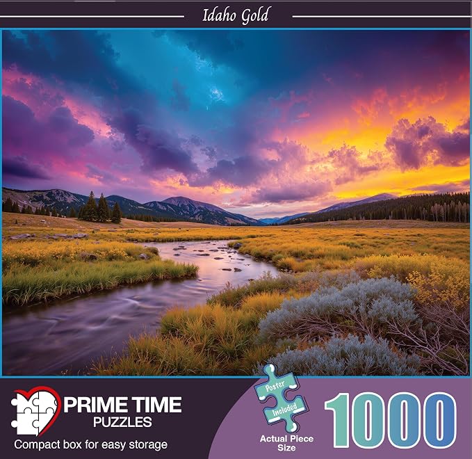 Adult Jigsaw Puzzle 1000 Piece Idaho Gold | Nature landscape design, 20x27 inches. Challenging build Great for game nights on a table, puzzleboard, or floor.