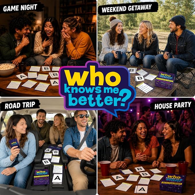 QUOKKA Board Games for Adults and Teens – Who Knows Me Better Classic – Family Trivia Card Game with 500+ Questions for Party Night – Fun Guessing Game Ages 15+
