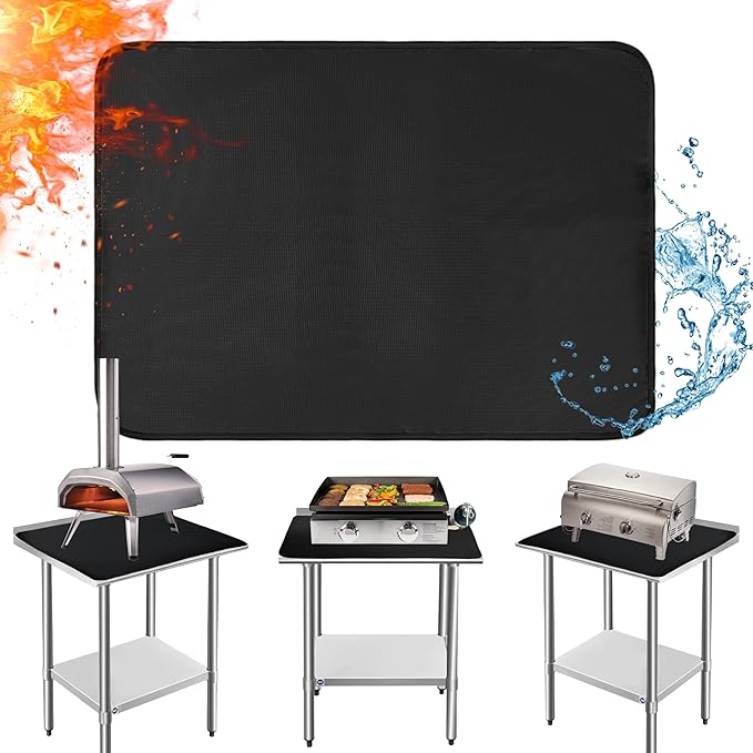 Heat Resistant Mats for Countertop fits Tabletop Grill, 36x24x0.02in, Black | 1022℉ Fireproof grill mat for countertop/table protection, fits gas/charcoal grills, pizza ovens, fits Blackstone & Ninja