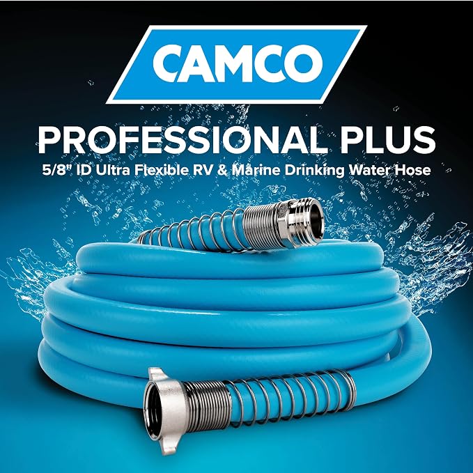Camco EVOFlex 50-Ft RV Drinking Water Hose - Features Extra Flexible Design w/Stainless Steel Strain Relief Ends - Lead-Free, BPA-Free and Phthalate-Free - 5/8” Inside Diameter (22596) (Pack of 3)