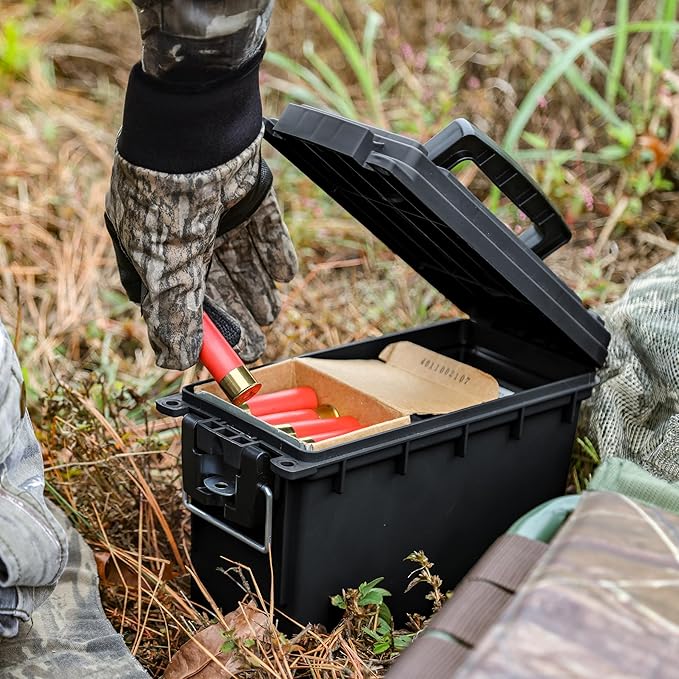 Sheffield Ammo Box Made in USA, Stackable Lockable Ammo Storage Box, Black | 2 Pack Lockable Storage Box, Water and Dust Resistant Dry Box, Secures Hunting Gear, Gun Accessories, Supplies, and Bullets
