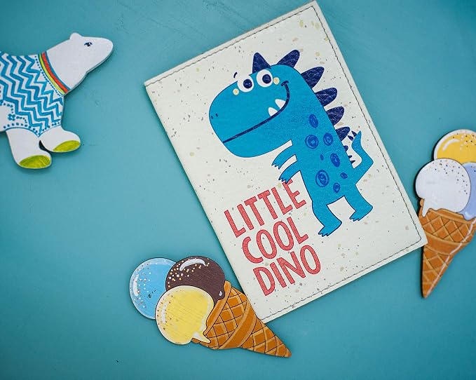 Passport Cover for Kids, Women and Men, Cute Travel Passport Holder (Little Cool Dino)